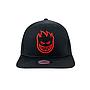 Gorro snapback visera plana spitfire big head negro-rojo