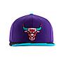 Gorro Jockey snapback mitchell and ness chicago bulls visera plana con olas morado negro